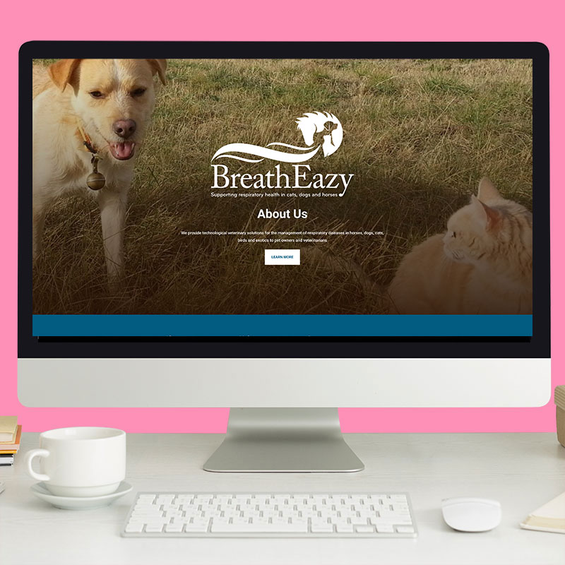 Mac with a CDS built website for BreathEazy on the screen